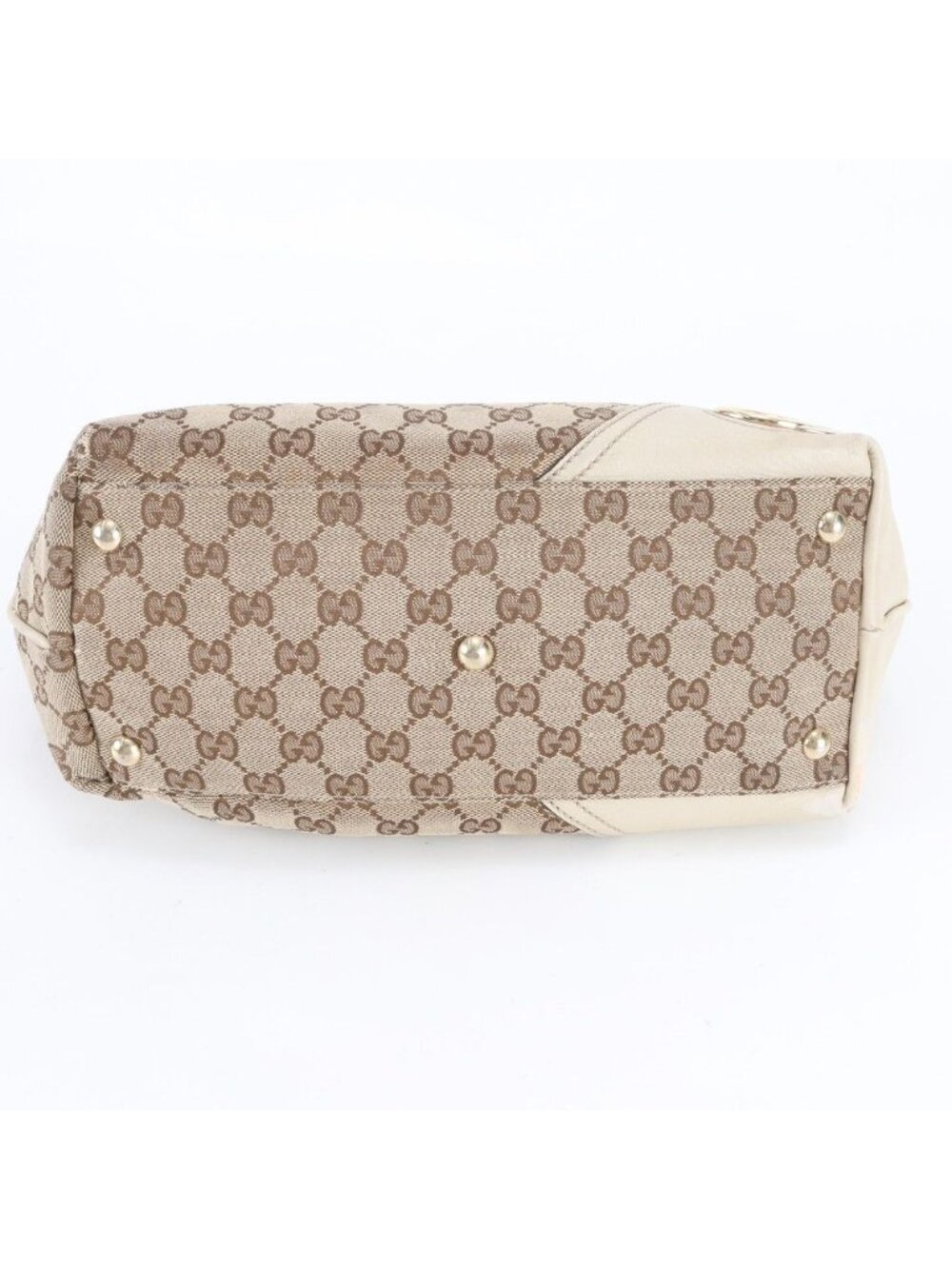 Gucci GG Canvas New Brit Leather Tote Shoulder Hand Beige - Picture 6 of 10